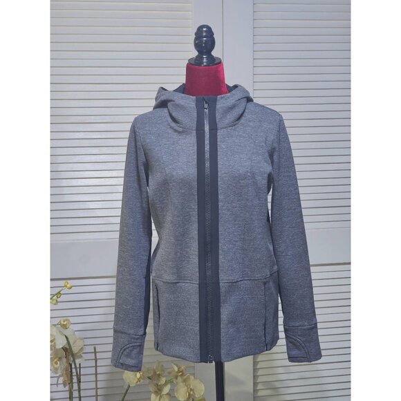 Athleta Women's Heathered Charcoal Grey Hoodie Jacket Size Large 2745 - Picture 1 of 12